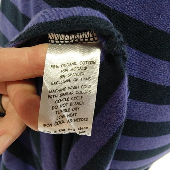 Horny Toad & Co. Stretchy Foxtrot Dress Size S Purple Blue Stripe Hi Low Hemline - Picture 9 of 10